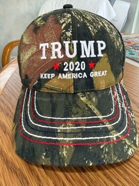Camouflage 'Keep America Great' 2020 Embroidered Hat - Velcro Adjusted Size.
